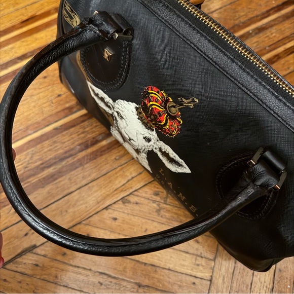 L.A.M.B. Gwen Stefani Lamb Graphic Satchel Handbag Black Y2K - Picture 8 of 17